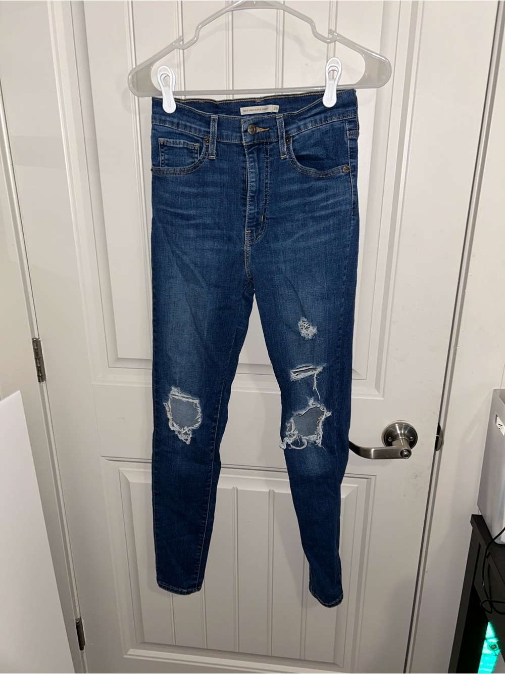 Levi's High-Rise Ripped Skinny Jeans - Dark Blue